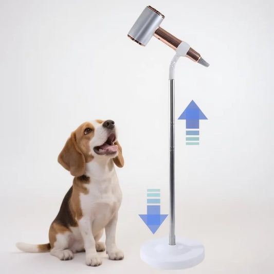 the DRYSTAND PRO - Hands Free Hair Dryer Holder, Adjustable Height 360 Degree Rotation, Stable Holder for Dog Hair Dryer, Stand Pet Grooming Tool