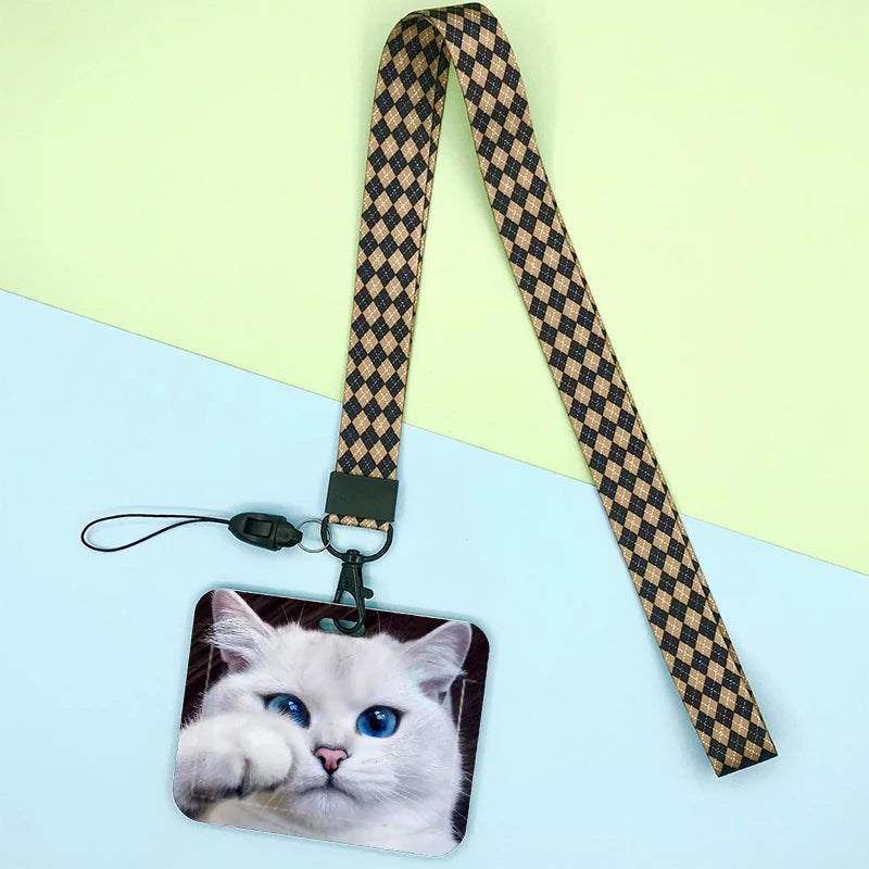 Cat and dog pattern Bank Credit ID Card Student Bus Card Holders Storage Protective Shell Pendant