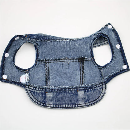 Pet Dog Denim Jacket Dark Wash Sleeveless Towable Jeans Vest Coat for Small Medium Dogs Cat Puppy Spring/Autumn Clothes Apparel