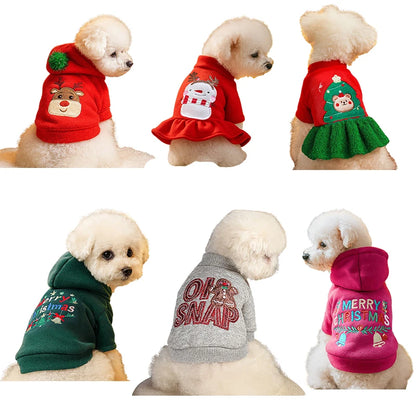 the SNOWPAW COZY SWEATER - Dog Christmas Clothes, Winter Warm Sweater, Pet Clothes for Small Dogs, Elk Santa Claus Dog/Cat Coat Hoodies, Christmas Dogs Costume