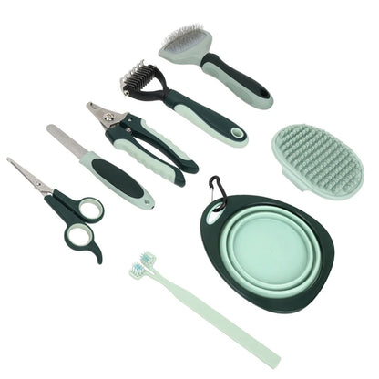 the BEAUTY TOOL SET - 8-in-1 Dog/Cat Grooming Comb Set, Pet Cleaning Brush Tool Set, Pet Multi-Functional Cleaning Set, Cat/Dog Hair Removal Brush Kit