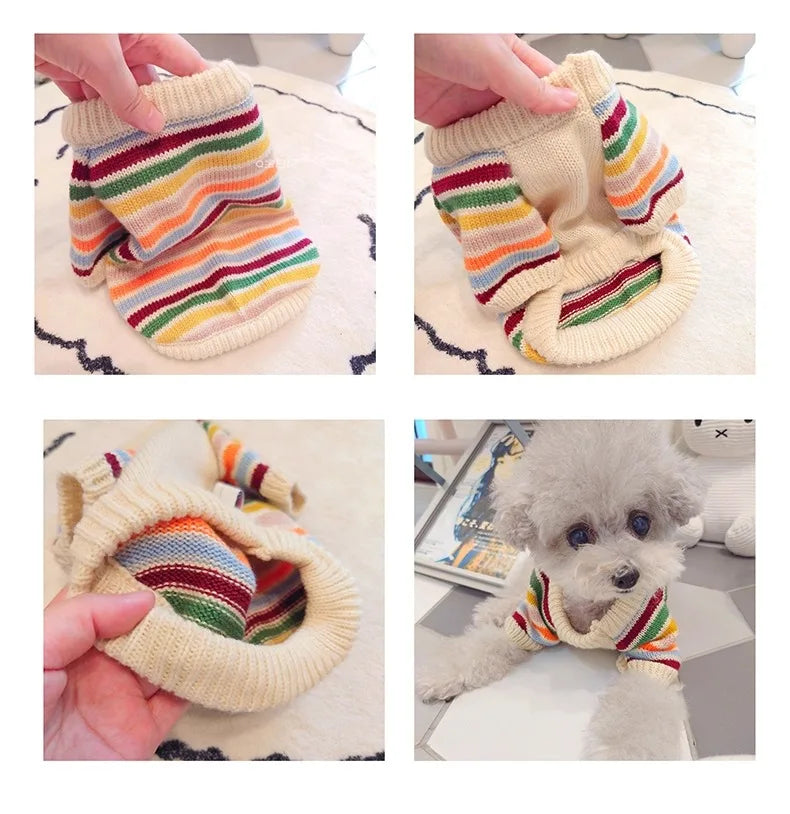 Winter Warm Clothes for Bichon Frise, Teddy, Yorkie, and Other Dogs. Thick Two-paw Sweater for Autumn and Winter Dog Walking.