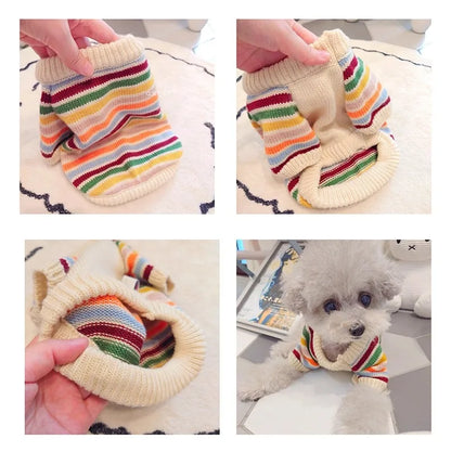 Winter Warm Clothes for Bichon Frise, Teddy, Yorkie, and Other Dogs. Thick Two-paw Sweater for Autumn and Winter Dog Walking.