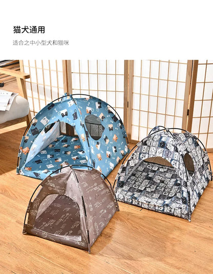 the PRINCESS PUPPY TENT - Pet Dog Tent House, Floral Print Enclosed Cat/Dog Tent Bed, Indoor Folding Portable Comfortable Kitten/Puppy Bed, Kennel for Small Pets