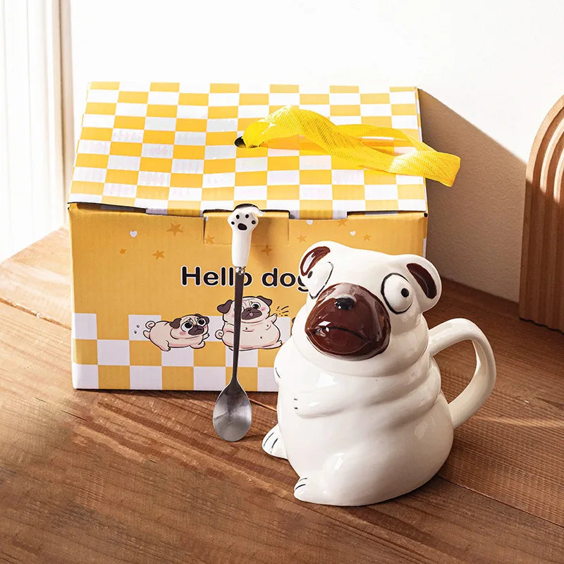 Funny Pug Dog Mug Large Ceramic Cup Cute Creative Gift for Boyfriend Birthday Present