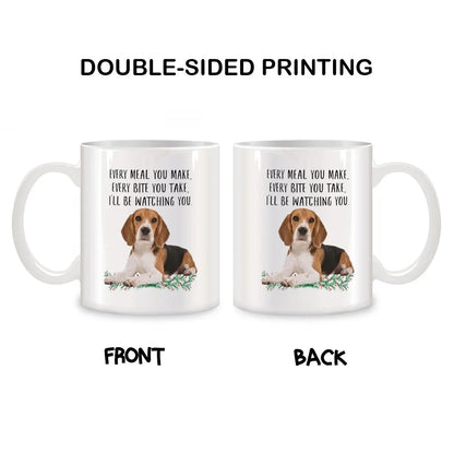 Beagle Ceramic Mug, Coffee Mug, Birthday and Christmas Gifts, White, 11 oz