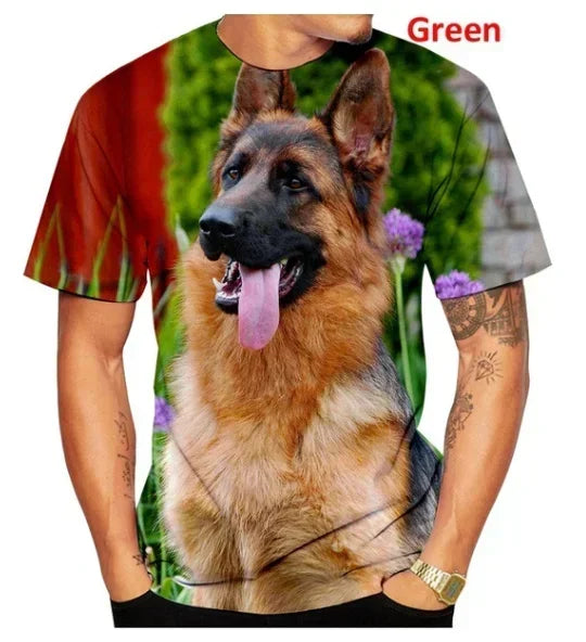the GERMAN SHEPHERD ALPHA DAD - Men Summer New Fashion, Unisex Funny 3D Printed Dog T-Shirt, Cute German Shepherd 3D Customizable Printed T-Shirts