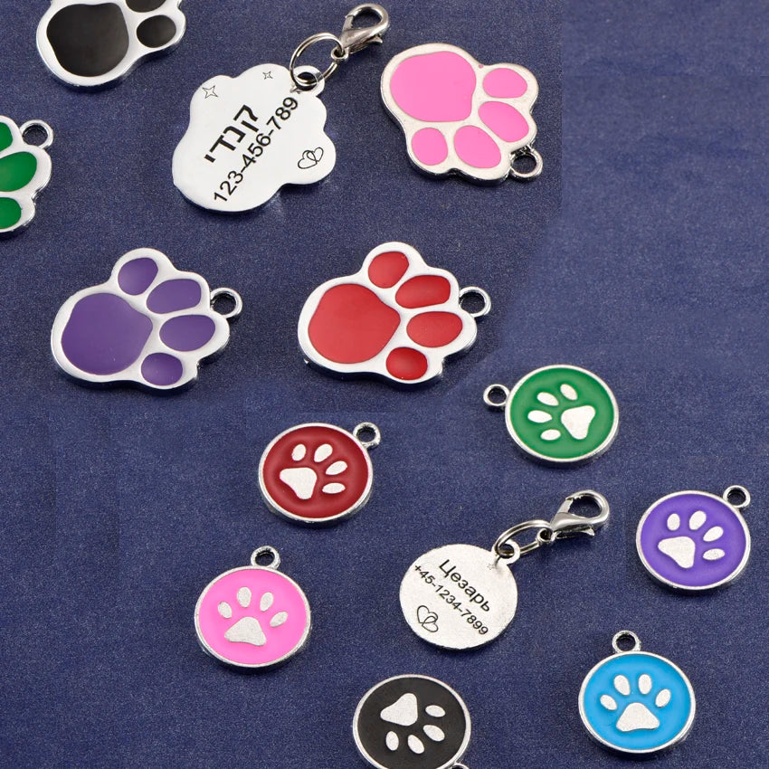Pet Id Paw Tag for Dog, Puppy, Kitten, Cat Collar Accessories, Dog ID Tag, Free Engraving, Message , Pet Supplies Products