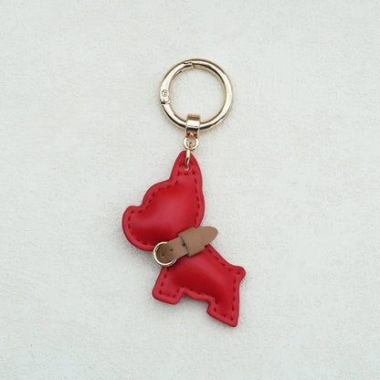 Kawaii Cute Chubby Leather Keychain French Bulldog Charm Dog Dolls Bag Hanging Exquisite Dog Pendant Friend