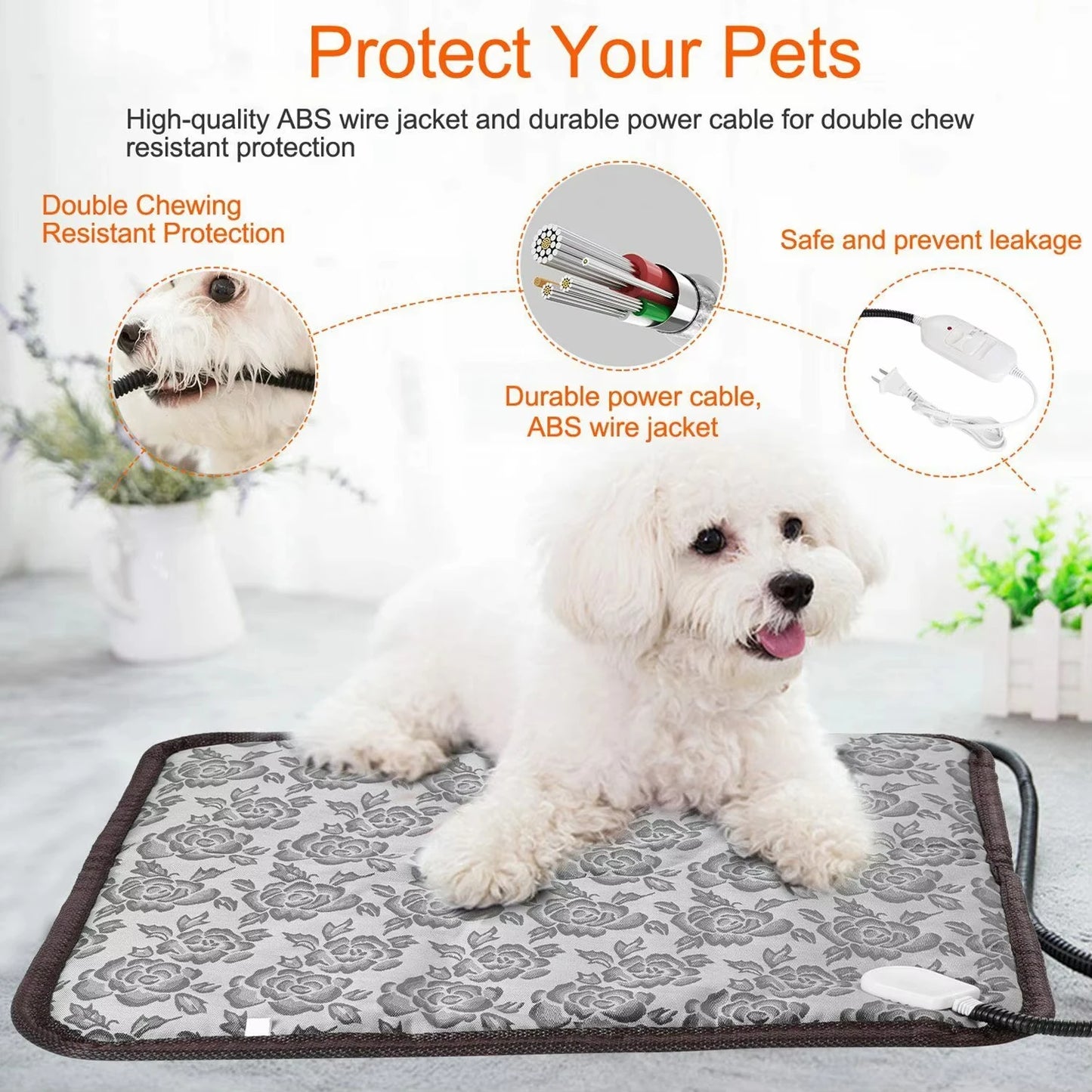 Pet Heated Mat Dog Temperature Adjustable Dog Heating Pad Waterproof Electric Heating Pad Timer Dog Sleeping Supply waterproof ﻿