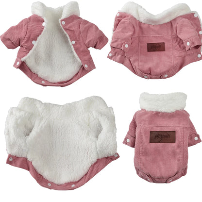 Winter Dog Clothes Thickened Lamb Velvet Puppy Outfit Hooded Soft Fleece Warm Jacket for Small Middle Dog Cat Coat With D-ring