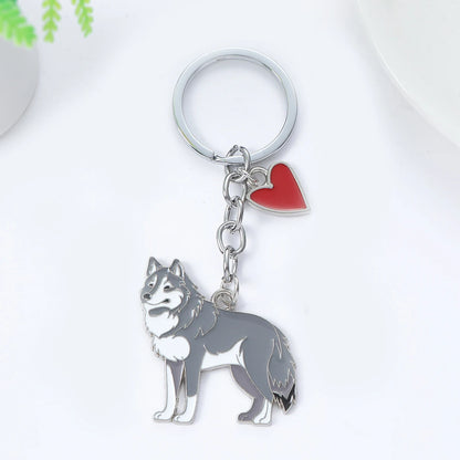 I LOVE Alaska Husky Dog Keychain Cute dachshund  animal Cartoon dog Keychain dog Gift For woman Man Jewelry