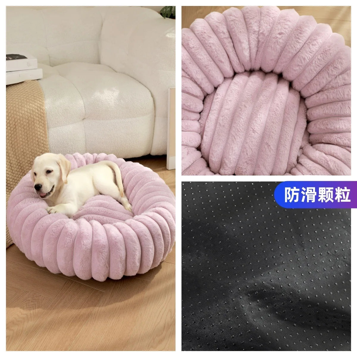 Home Plush Pet Nest Winter Cat Dog Bed Warm Detachable and Washable Round Cat Nest Pet Bed Seasonal Universal Decoration