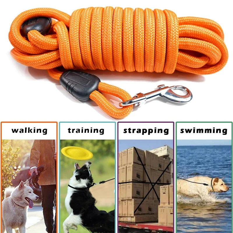 the PROTRAIN HEAVY-DUTY LEASH - 5M/10M/15M Heavy Duty Nylon Dog Leash - Ideal for Recall & Agility Training, Tailored, Suitable for Medium to Large Dogs