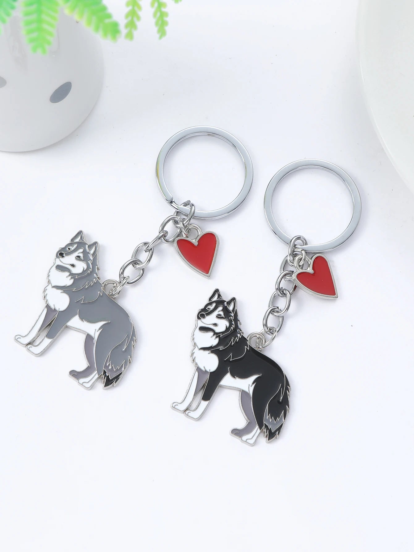 I LOVE Alaska Husky Dog Keychain Cute dachshund  animal Cartoon dog Keychain dog Gift For woman Man Jewelry