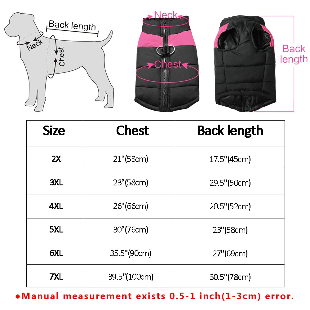 Large Dog Clothes For French Bulldog Winter Pet Clothes Coat Ropa Perro Golden Retriever Labrador Dog Clothing Jacket 2XL-7XL