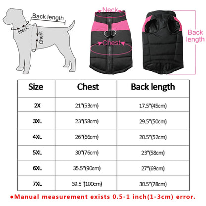 Large Dog Clothes For French Bulldog Winter Pet Clothes Coat Ropa Perro Golden Retriever Labrador Dog Clothing Jacket 2XL-7XL