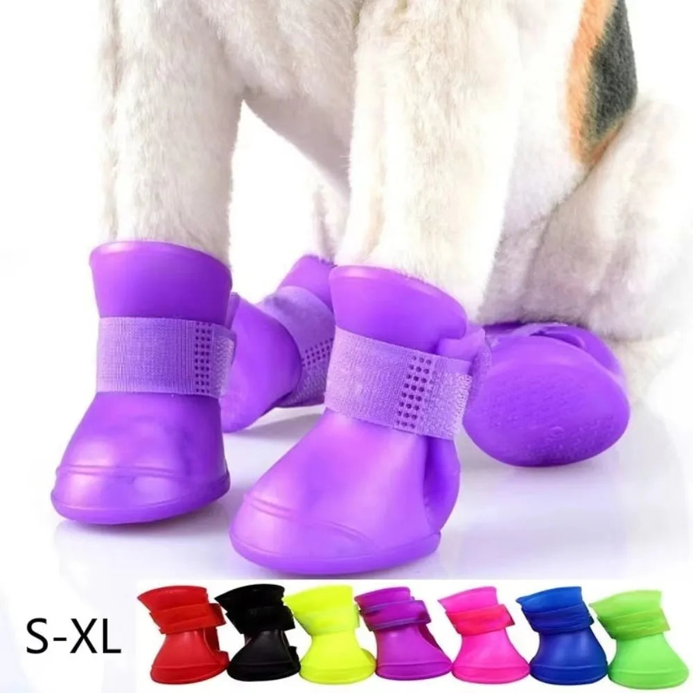 the BOLD DOGGY BOOTS - Durable Soft Silicone Pet Rain Shoes, Anti-Slip Waterproof Dog Rain Boots, Dog Ankle Boots