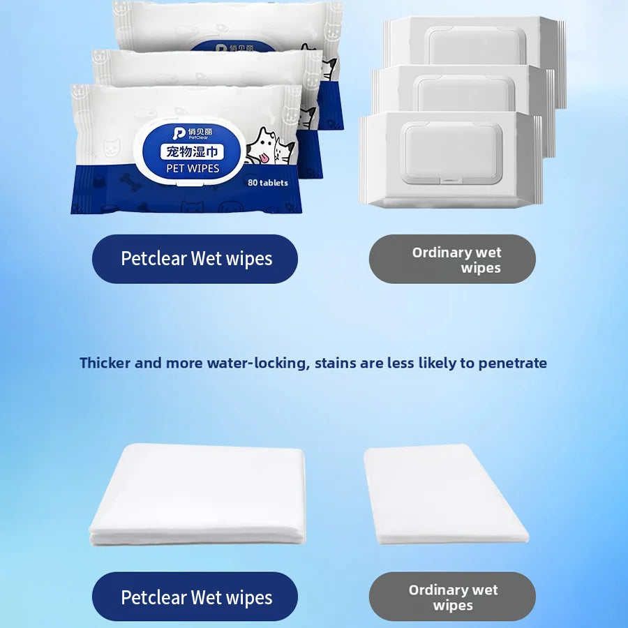 the DOGGY WET WIPES - PETCLEAR 80pcs Dog/Cat Wash-Free Wipes, Pet Bath Deodorant Wipes, Cat/Dog Disposable Grooming Tissues, Pet Cleaning Supplies