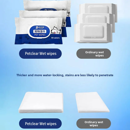 the DOGGY WET WIPES - PETCLEAR 80pcs Dog/Cat Wash-Free Wipes, Pet Bath Deodorant Wipes, Cat/Dog Disposable Grooming Tissues, Pet Cleaning Supplies