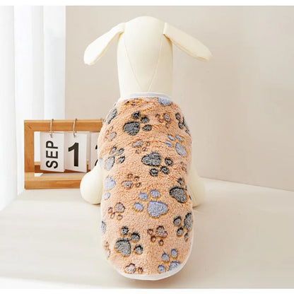 Flannel Dog Clothes Pet Clothes for Small Medium Dogs Soft Puppy Vest Cute Paw Print Chihuahua Coat Yorkshire Vest Pet Costume