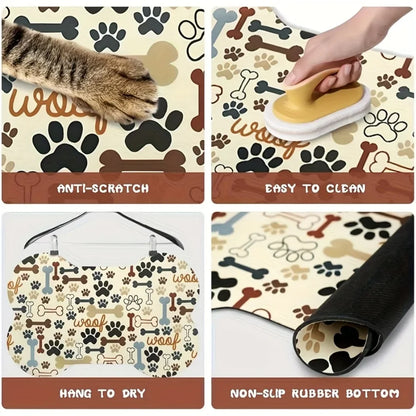 VIKAMA Bone-Shaped Pet Mat Feeding Mat Diatom Mud Carpet Cute Cartoon Floor Mat Waterproof And Dirt-Resistant Home Decoration