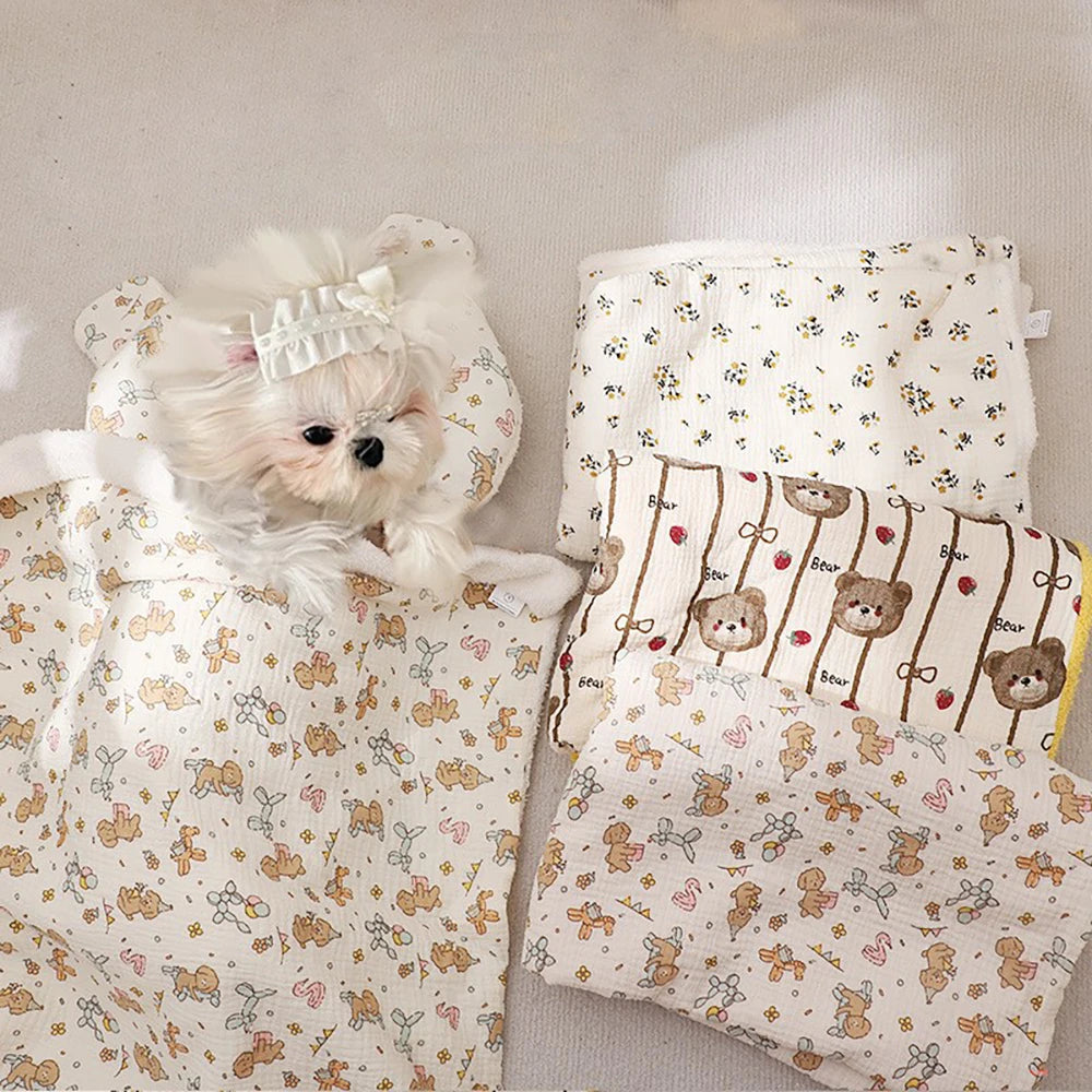 Cozy Dog Bed Pillow with Matching Blanket Reversible Plush Pillow  Blanket Combo Non-Slip Pet Mat for Crates, Floors, or Travel