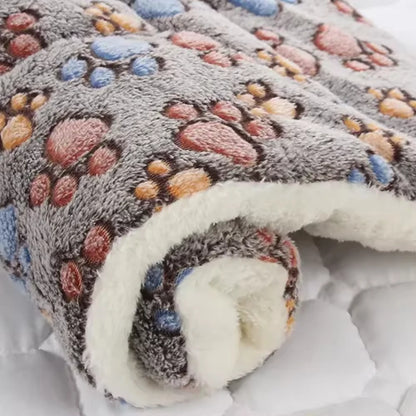 Pet Sleeping Mat Dog Bed Cat Bed Soft Hair Thickened Blanket Pad Fleece Home Washable Warm Bear Pattern Blanket Pet Supplies