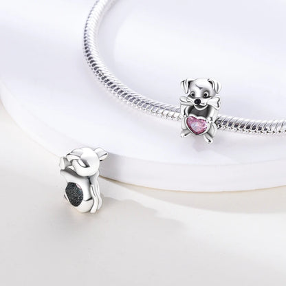 925 Sterling Silver Girl Holding Dog Charms Beads Fit Original 925 Bracelet Making Gift for Woman Jewelry Diy Fashion Pendant