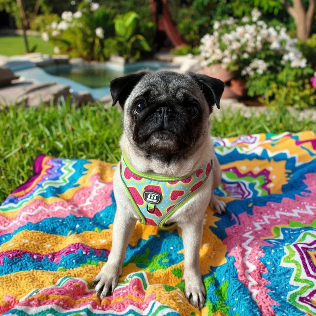 the JUCIYPAWS 3-PIECE SET - 3PCS/Set Watermelon Love, High Quality Dog Harnes Leash with Poop Bag Holder Set, Soft Breathable Lining