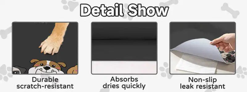 VIKAMA Cute Dog Anti-Dirt Pet Mat-Waterproof, Oil-Resistant, Food-Safe, Quick-Drying, Scratch-Resistant, Easy To Clean