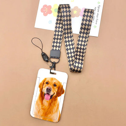 Cat and dog pattern Bank Credit ID Card Student Bus Card Holders Storage Protective Shell Pendant