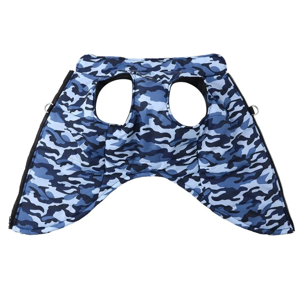 Winter Warm Big Dog Clothes Camouflage Sleeveless Pet Vest Jacket Windproof Large Dog Coat Zipper D-ring 4XL-6XL Puppy Outfits