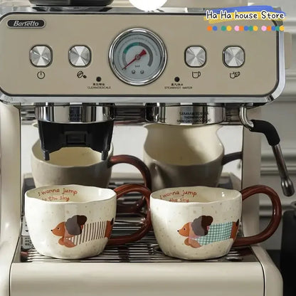 Sausage Puppy Breakfast Cute Ceramic Mug Creative Home Water Cup High Aesthetic Office Coffee Cup Milk Coffee Household Cup