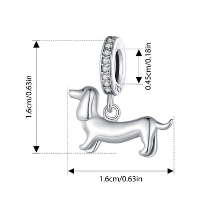 WOSTU 925 Sterling Silver Pet Dog Charm Pomeranian Pendant Yorkshire Terrier Locket Cute Original Fit for Women Bracelet DIY