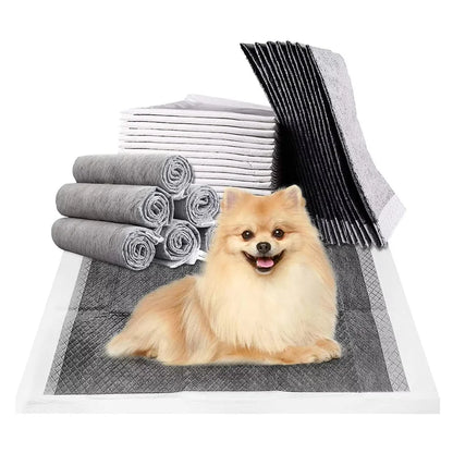 the ABSORBENT DOG PADS - 100/50/40/20PCS Absorbent Dogs Diapers, Disposable Puppy Training Pee Pads, Quick Dry Bamboo Charcoal Surface Mat, Clean Cushion