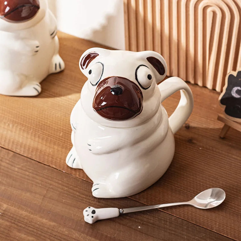 Funny Pug Dog Mug Large Ceramic Cup Cute Creative Gift for Boyfriend Birthday Present