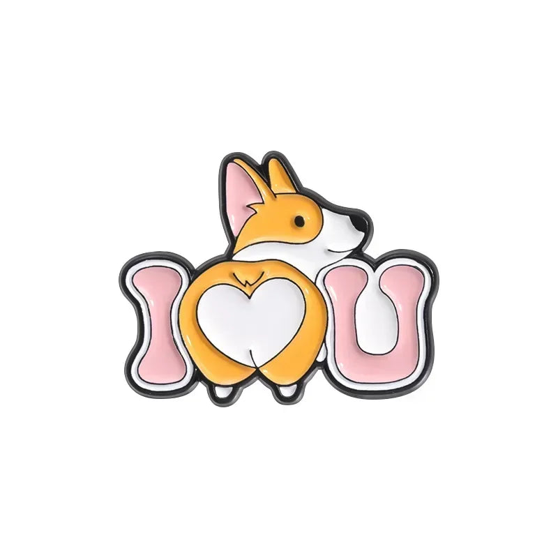 Cute Dog Enamel Brooches Short Legs Corgi Cartoon Puppy Animal Pins Clothing Hat Ornament Badge Custom Jewelry Gifts Wholesale