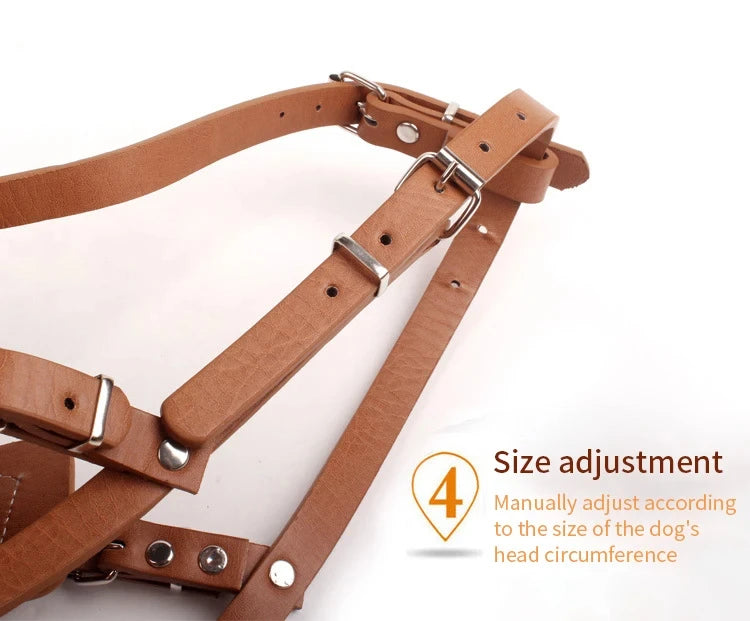 Dog Muzzle Anti Biting Pet Mouth Mask Adjustable & Breathable Leather Metal Muzzle Protection Cover Muzzles for Dog Accessories