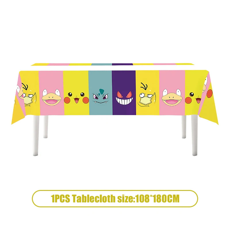 Pikachu Birthday Pokemon Party Decorations Pikachu Foil Balloons Disposable Tableware Plate Napkin Banner For Boy Party Supplies