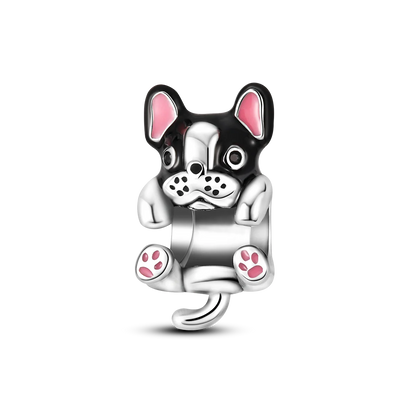 Dog Pet Charms 925 Silver Doggy Paw French Bulldog Bones Beads fit Original Bracelet DIY Fine Jewelry