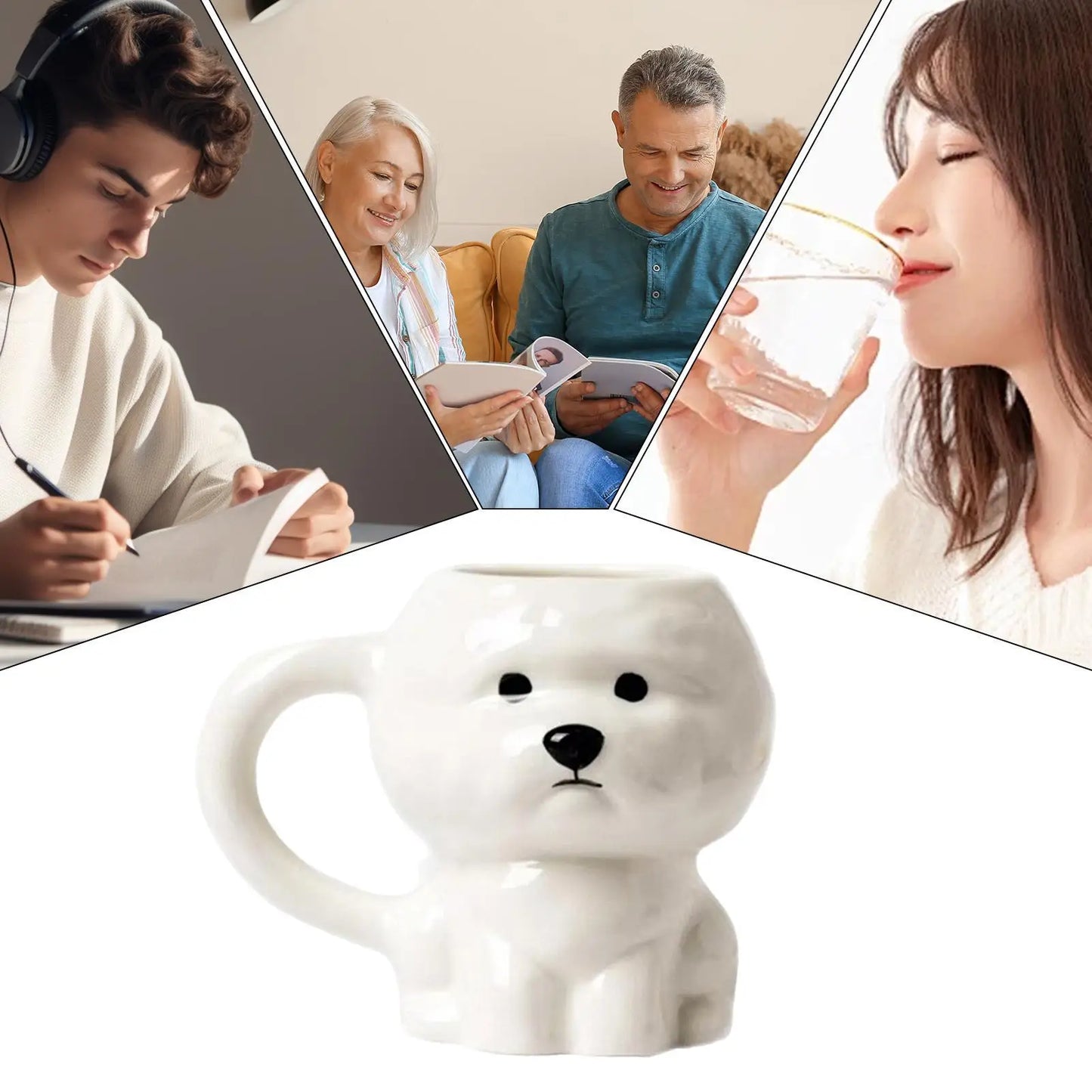 Novelty Puppy Mugs Bichon Frise Puppy Ceramic Mug Cute Creative Home Drinking Cup Coffee Cup Couple Cup Festival Gifts