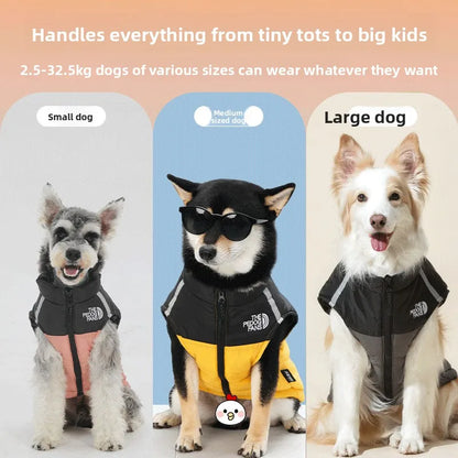 Autumn And Winter Waterproof Reflective Small Medium Large Dog Cotton Clothes Can Be Pulled Dog Clothes Pet Clothing