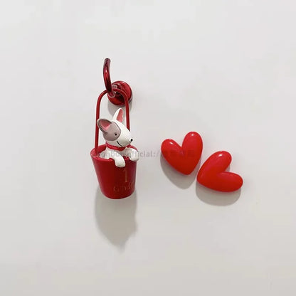 3D Fridge Magnet Puppy Cartoon Cat and Dog Refrigerator Stickers  Anti-theft Entrance Door Decorative Magnetic Creative Message