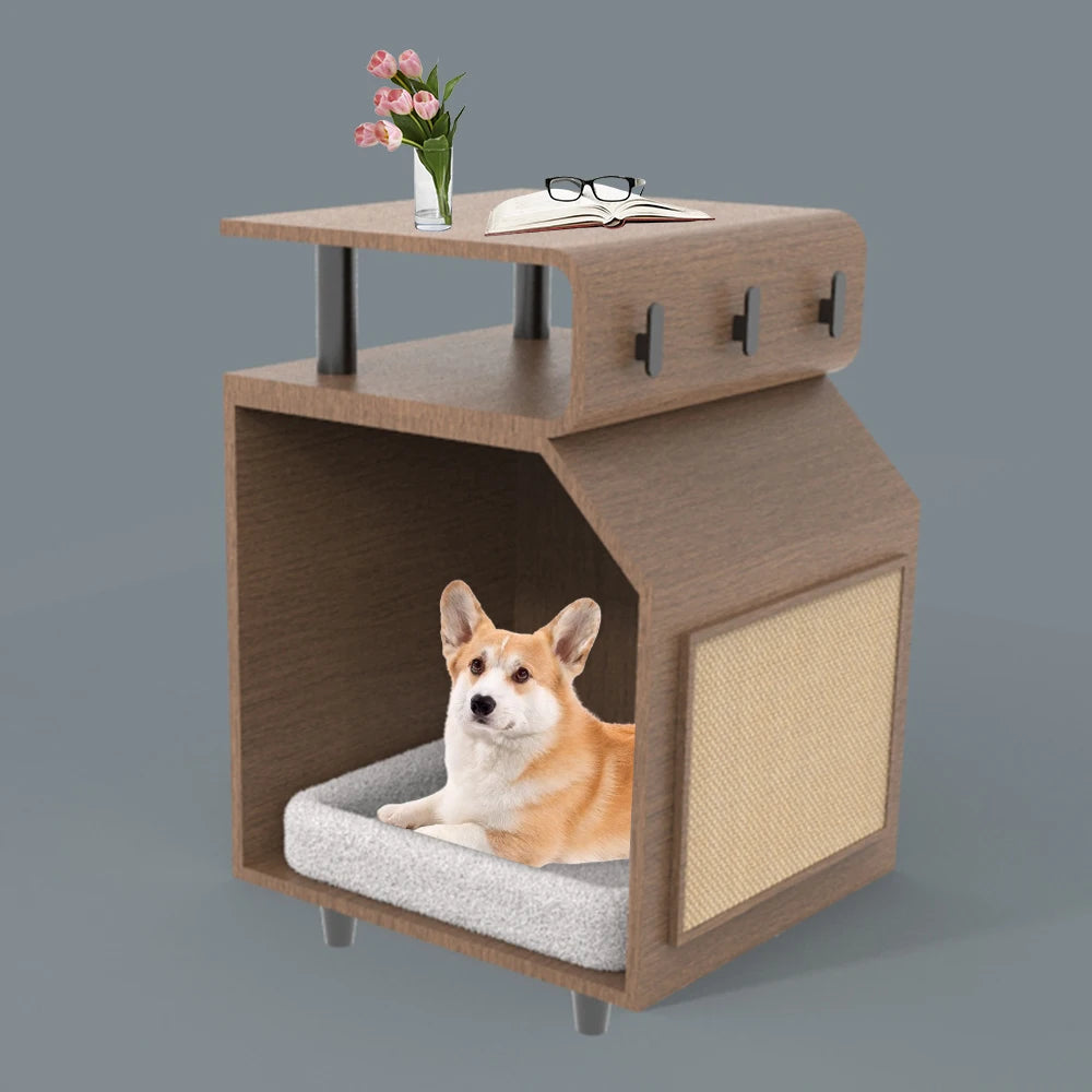 the FENG-SHUI DOG - Luxury Cute Wooden Pet Cages, Houses Furniture with Soft Cushion, Doghouse Kennel Cat/Dog Bed