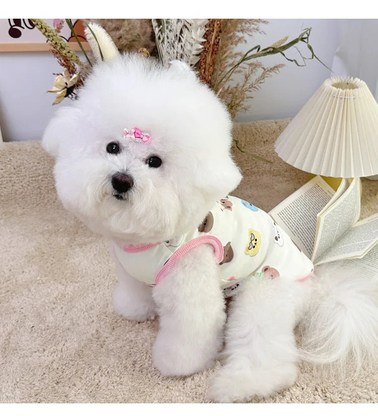 Four Seasons NewinsJapanese and Korean Style Thermal Pet Dog Cat Clothes Teddy Bichon Pulling Vest Wholesale