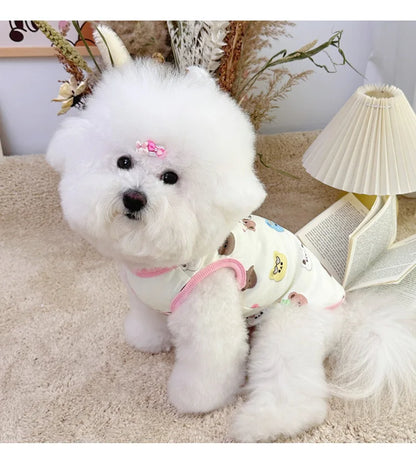 Four Seasons NewinsJapanese and Korean Style Thermal Pet Dog Cat Clothes Teddy Bichon Pulling Vest Wholesale