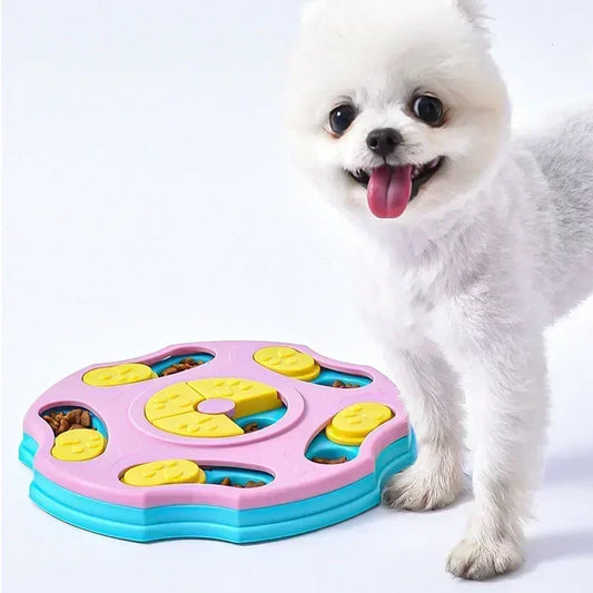 the IQMEAL PUZZLE BOWL - Dog Puzzle Toys, Slow Feeder, Interactive, Increase Puppy IQ, Food Dispenser, Slowly Eating Non-Slip Bowl, Pet Cat/Dogs Training Game