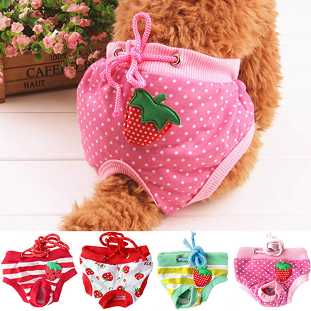 Pet Dog Diaper Cute Fruit Print Dog Shorts Puppy Sanitary Physiological Pants Washable Female Dog Panties Underwear Briefs