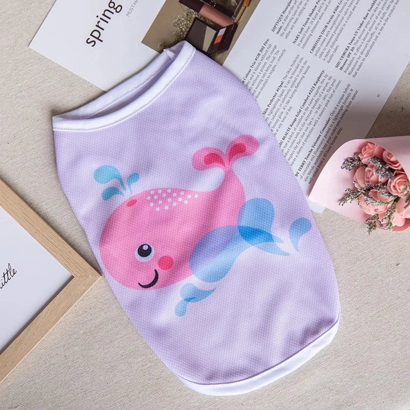 Quick-drying Yorkie Dog Vest Dog Tank Top Summer/Spring Cartoon Hoodie Chihuahua Dog Clothes French Bulldog Puppy Dogs/Cat Shirt